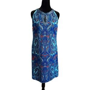 INC International Concepts Blue Paisley Midi Dress Medium